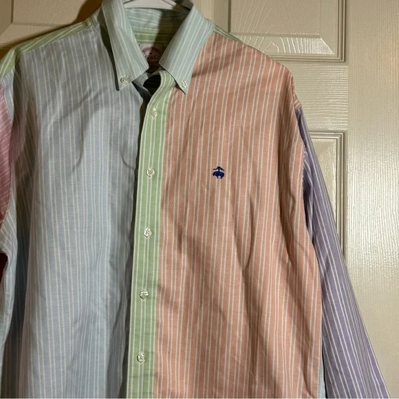 Brooks Brothers Pastel Striped Button Down Shirt Size M - Picture 2 of 10